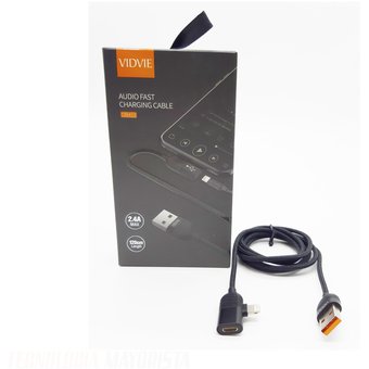 CABLE VIDVIE 2 IN 1 AUDIO & CHARGING Lightning FOR IPHONE & IPAD CB453 -كبلة ايفون +سماعات ,Other Smartphone Acc