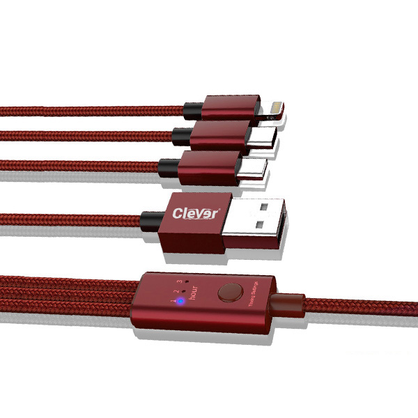 CABLE USB CHARGE CLEVER 3 IN 1 MICRO & TYPE C & IOS 120CM UC-11 كبلة ثلاثية شحن فقط مع مؤقت ,Other Smartphone Acc