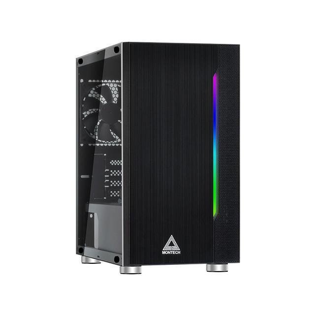 CASE GAMING MONTECH ATX MIDTOWER  FLYER STABLE AIRFLOW SYS ACRYLIC SIDE PANEL RGB LIGHTING M-ATX CASE WITH LARGE CAPACITY ,Case & Power Supply