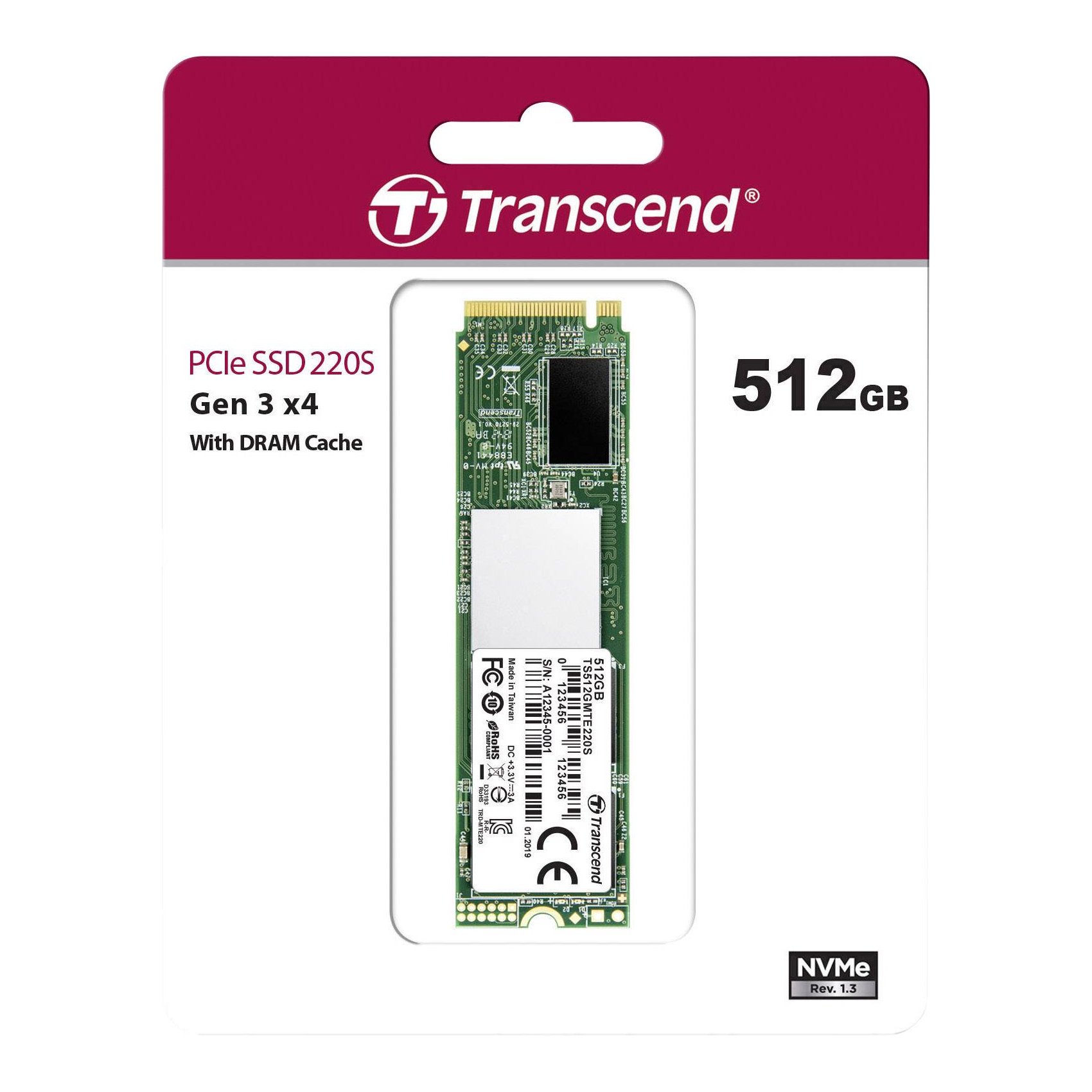 HDD SSD 512GB M.2 NVMe TRANSCEND PCIe SSD220S ,SSD HDD