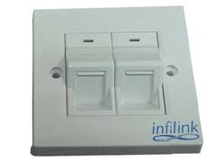 FACE PLATED INFILINK UK STYLE 45 Degree Angled 2 port, Network Accessories