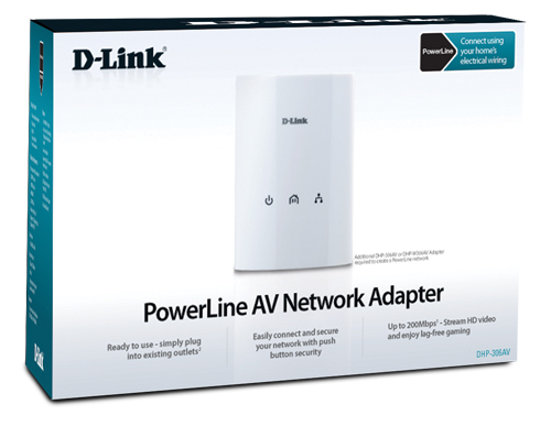 HOMEPLUG AV ETHERNET OVER AC POWERLINE ADAPTER 200Mbps D-LINK DHP-306AV, Network Accessories