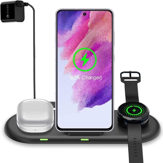 WIRELESS CHARGING STATION 3 IN 1  FOR WATCH & PHONE & TWS 15W WHITE قاعده شحن وايرليس جوال -ساعة-سماعات ,Smartphones & Tab Chargers