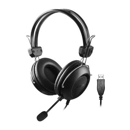 HEADSET GAMING A4TECH HU-35 + VOLUM CONTROL+ MIC USB FOR PC ,Headphones & Mics