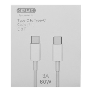 CABLE TYPE-C TO TYPE-C DATA & CHARGE GERLAX 3.0A D8T 60W تايب سي الى تايب سي ,Other Smartphone Acc
