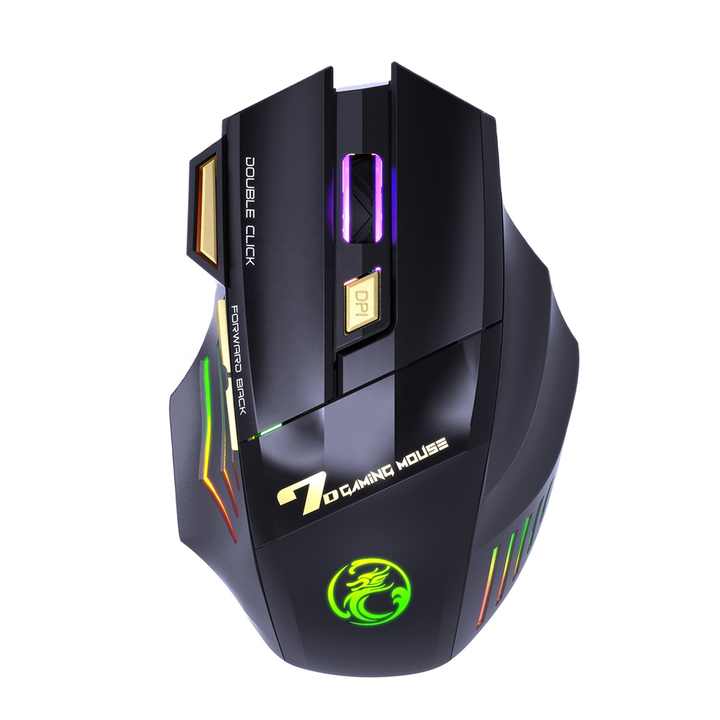 WIRELSS SILENT GAMING MOUSE IMICE GW-X7 UP TO 3200 DPI RECHARGEABLE 2.4GHZ 7 COLORS LED 7-BUTTONS  TYP-C ,Mouse