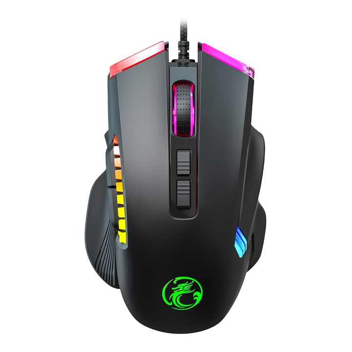 MOUSE GAMING IMICE T70 UP TO 7200 DPI 8 BUTTONS 12 RGB LEDBUILT IN WEIGHT STABLE 3D ANTI SKID TEXTURE USB ,Mouse