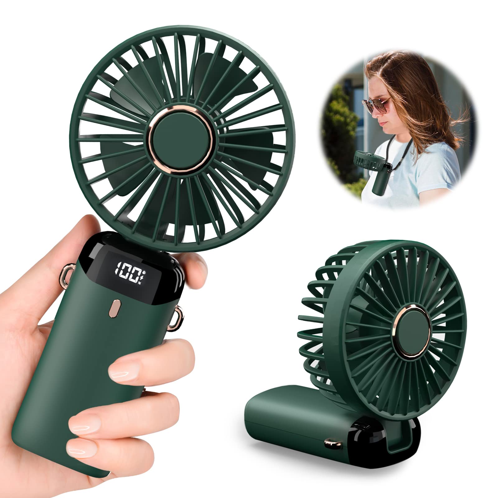 مروحة شحن صغيرة خمس سرعات مكتبية مع شاشة رقمية لعرض نسبة الشحن موديل N15 ,Room Fan