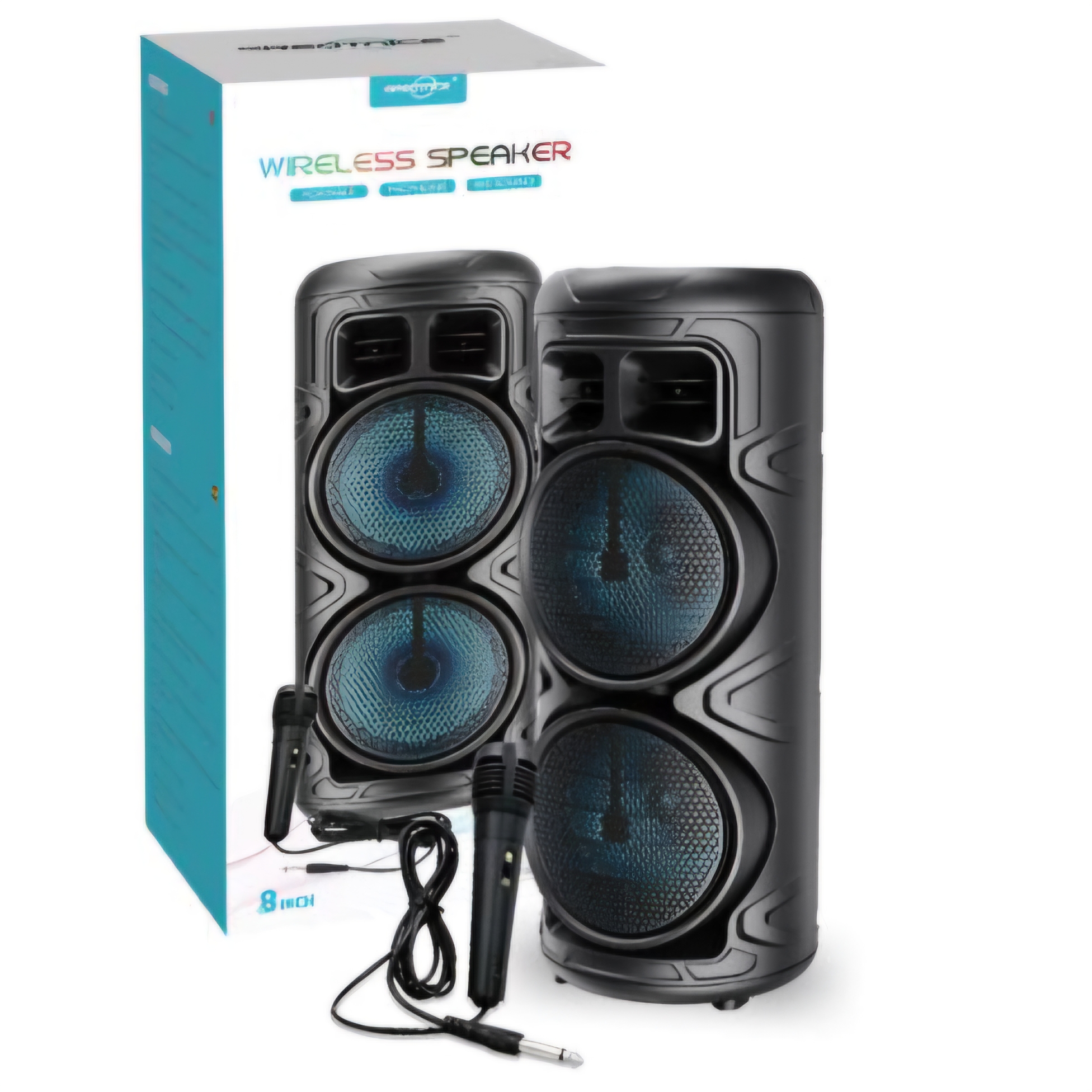 SPEAKER BLUETOOTH GTS-2087 FOR MP3 & MOBILE & FM & SD CARD USB & MIC 8.0 X2 INCH BIG SOUND ,Speakers