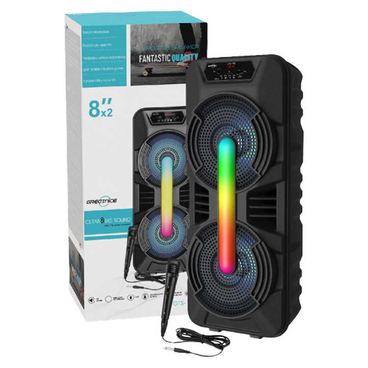 SPEAKER BLUETOOTH GTS-1702 FOR MP3 & MOBILE & FM & SD CARD USB & MIC 8.0 X2 INCH ,Speakers