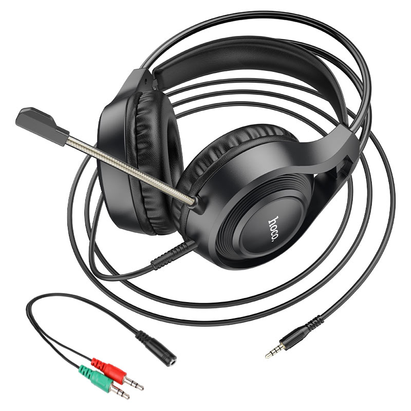GAMING HEADPHONES HOCO W106 HI-FI SURROUND SOUND HD MICROPHONE 1.8M CABLE LENGTH 3.5MM PLUG ,Headphones & Mics