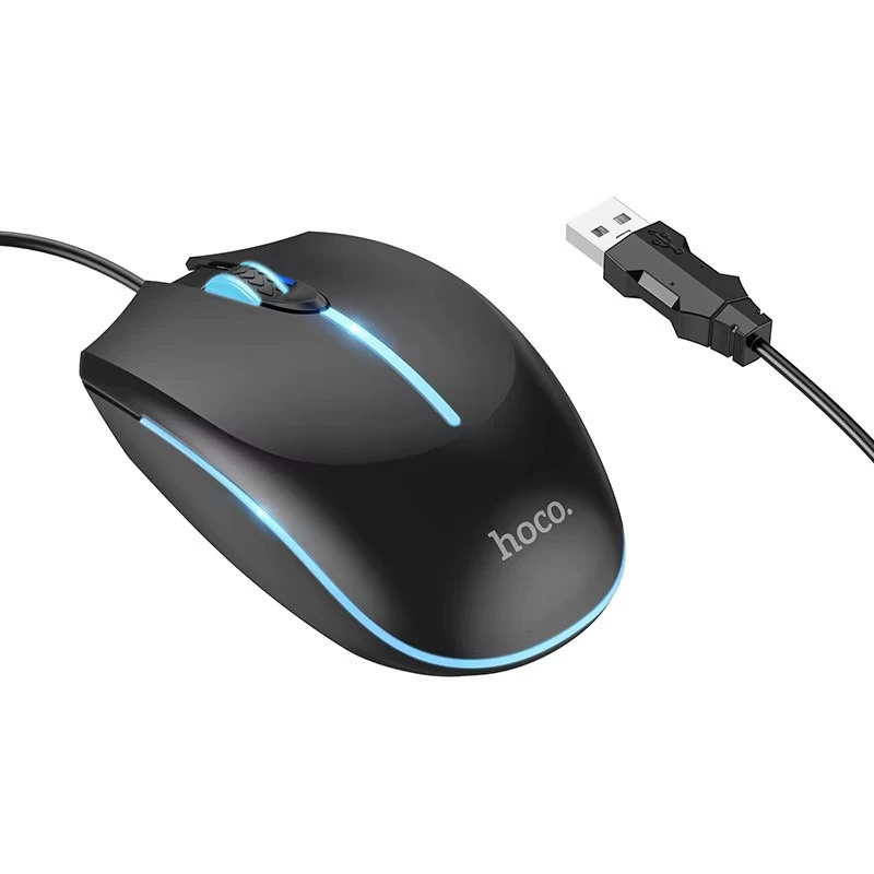 USB MOUSE HOCO GM37 GAMING LUMINOUS WIRWD MOUSE UP TO 2400 DPI 7 RGB COLOR USB ,Mouse