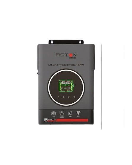 SOLAR INVERTER ASTON-SOLAR 6000W/48 MPPT STAIVF-6KW TWIN  CHARGER AC 100/ PV120A/48 MAX/ RANG 90TO 500PV POWER 6000W   شاشه تاتش واي فاي ,Inverters