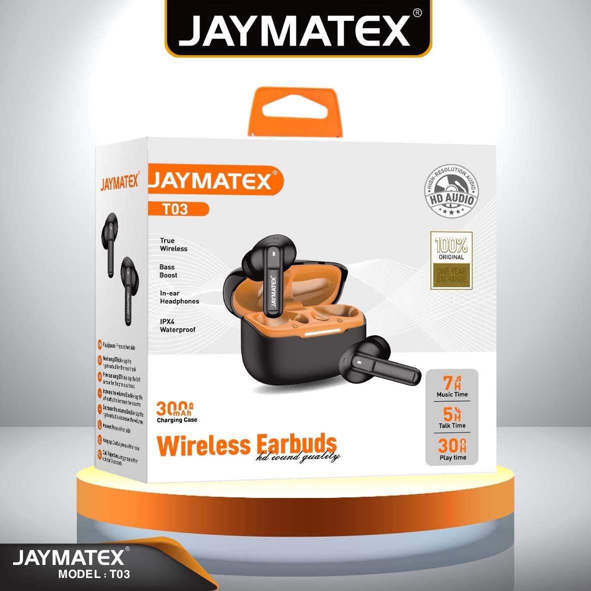 HEADSET BLUETOOTH AIR PODS PRO TWS HIGH QUALITY-JAYMATEX T03 ضغط ,Smartphones & Tab Headsets
