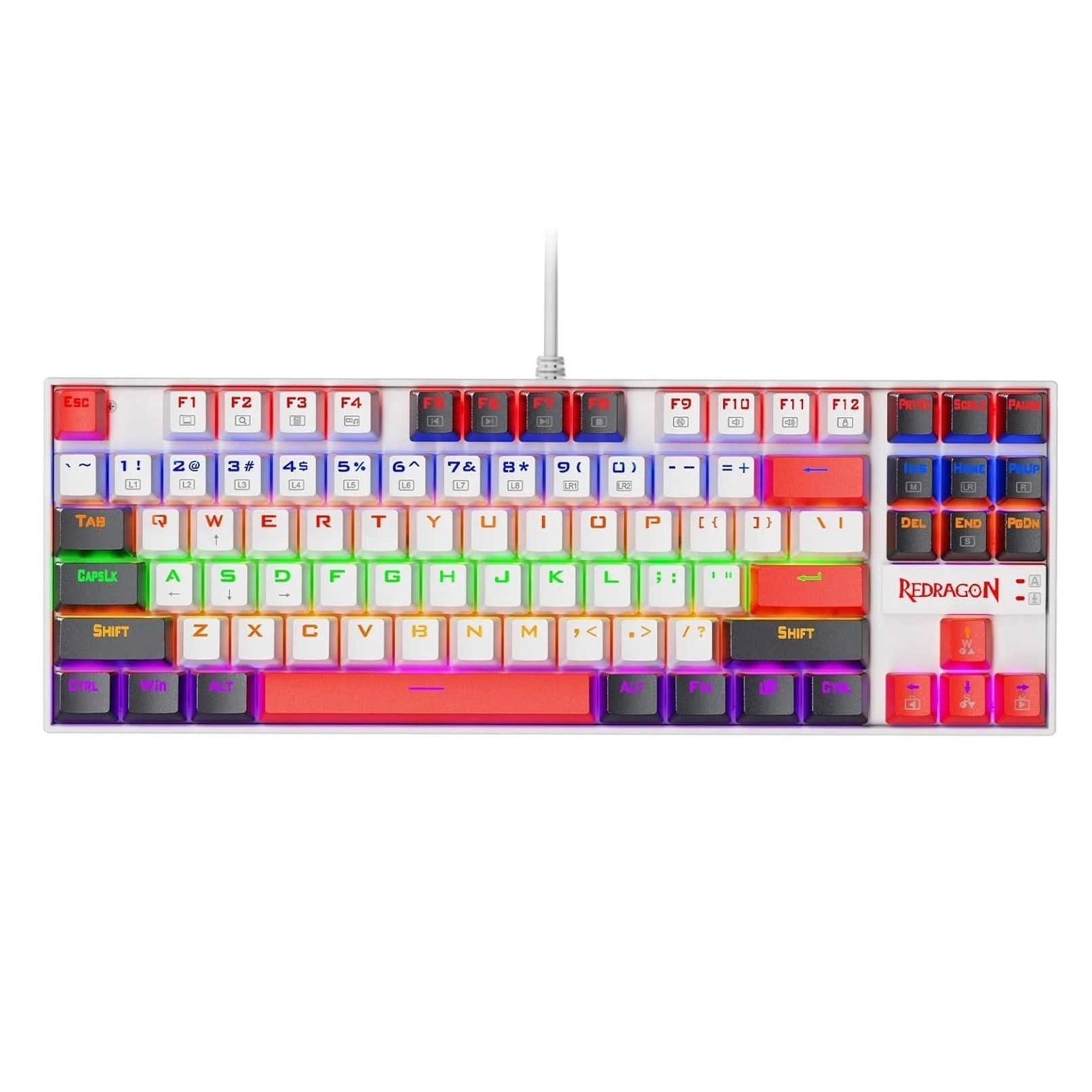 KEYBOARD GAMING MECHANICA REDRAGON K552WLR-RGB KUMARA 87-KEY COMPACT LED GAMEING KEYBORD WITH RED SWITCHES ANTI-GOSTING METAL FRAME FOR PC&TYPING اللغه EN ,Keyboard