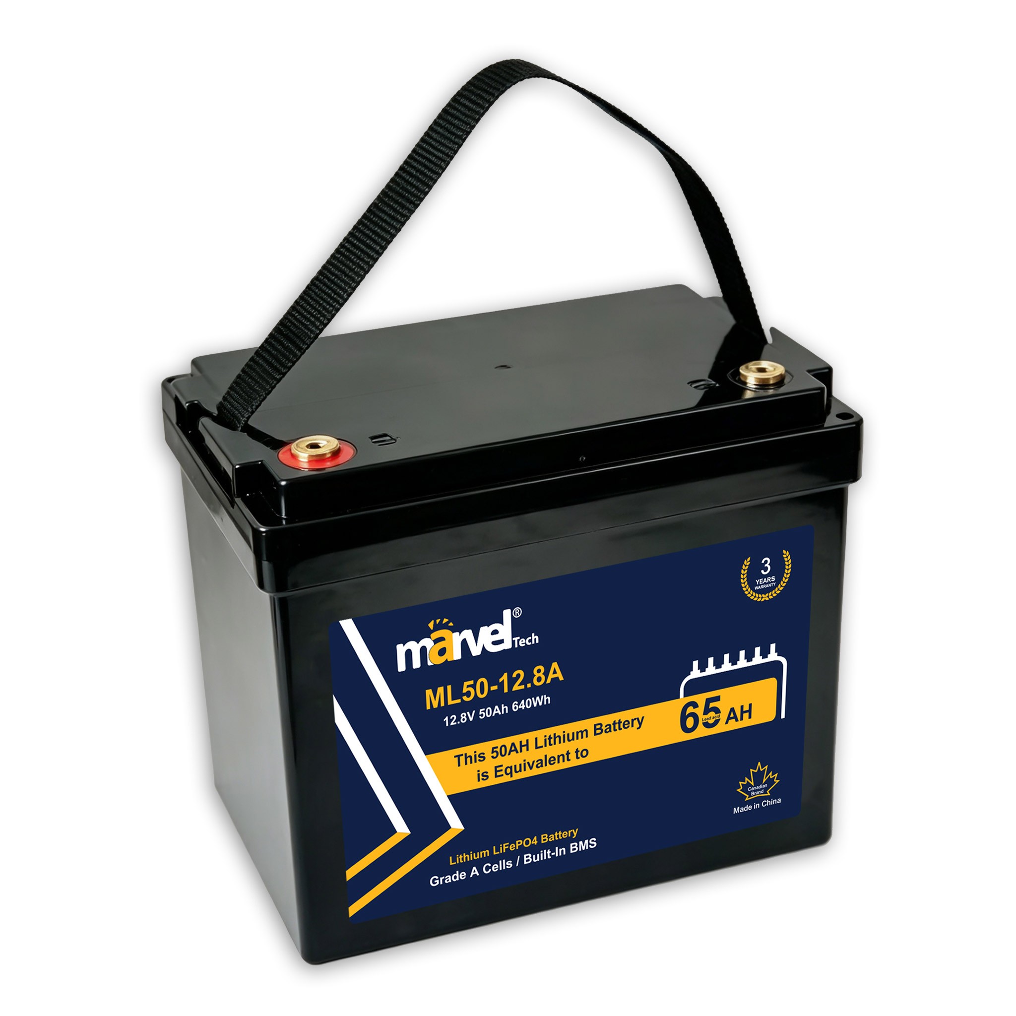 BATTERY MARVEL LIFE PO4 12V/50A AH ML LFP DEEP CYCLE LITHIHM   بطاريه ليثيوم ML50-12.8V BMS IN ,Batteries